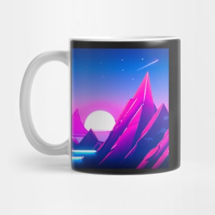 Colorfull mountain sunset with a comet passing by Mug